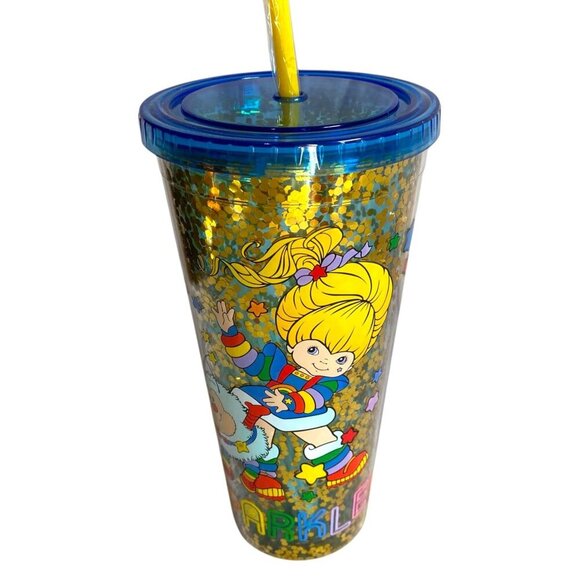 Rainbow Brite & Twink 1980s Sparkle Gold Glitter 32oz Tumbler with Lid & Straw - Picture 3 of 6